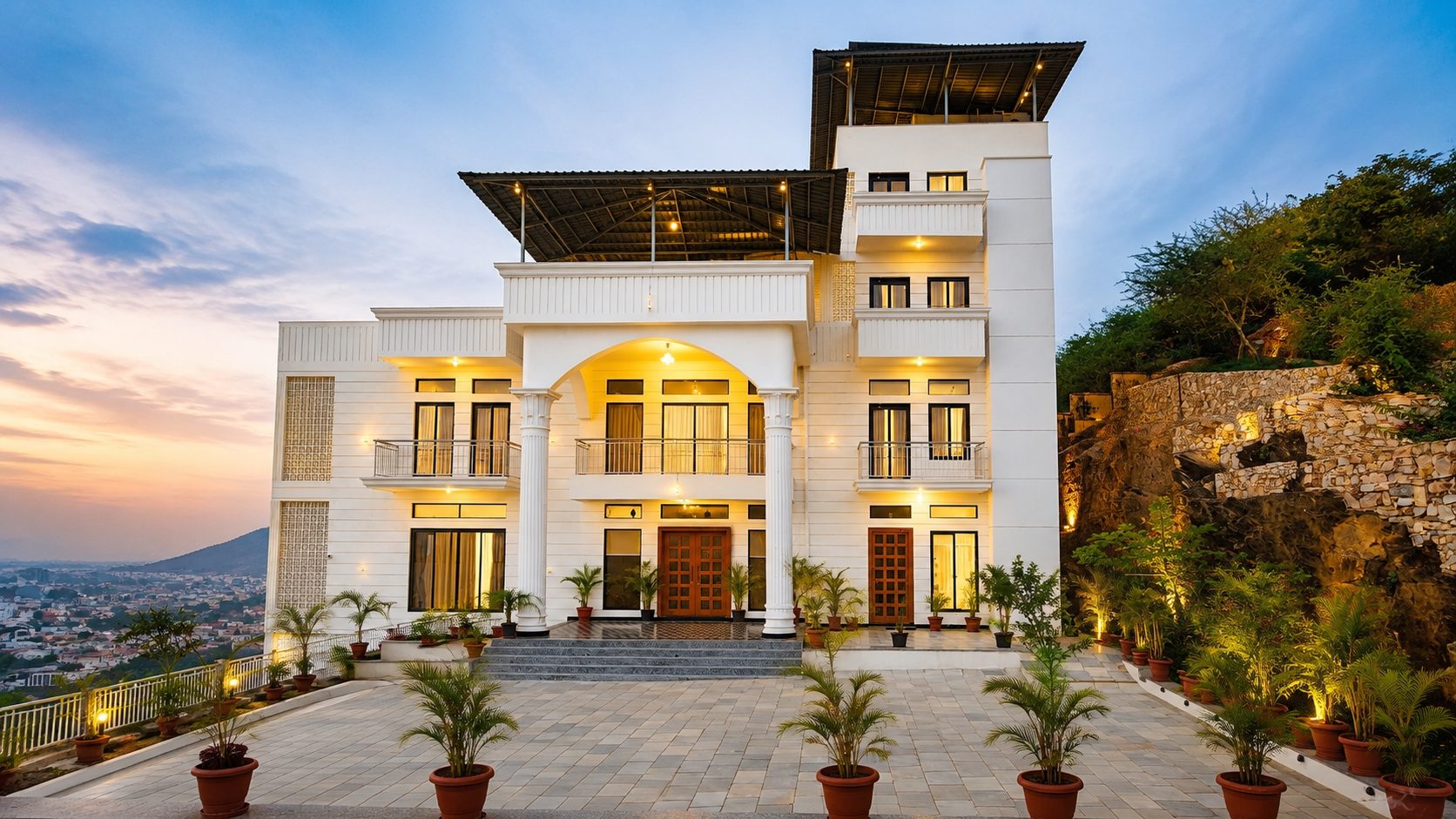 Shree Niwas, Titardi — a Cozy Homestay in Udaipur, Lit at Night